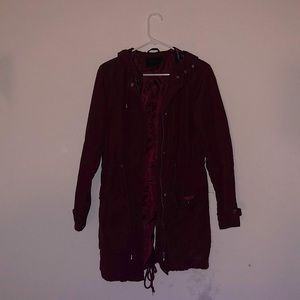 MISS LONDON BLACK LABEL- women’s maroon windbreaker (large)